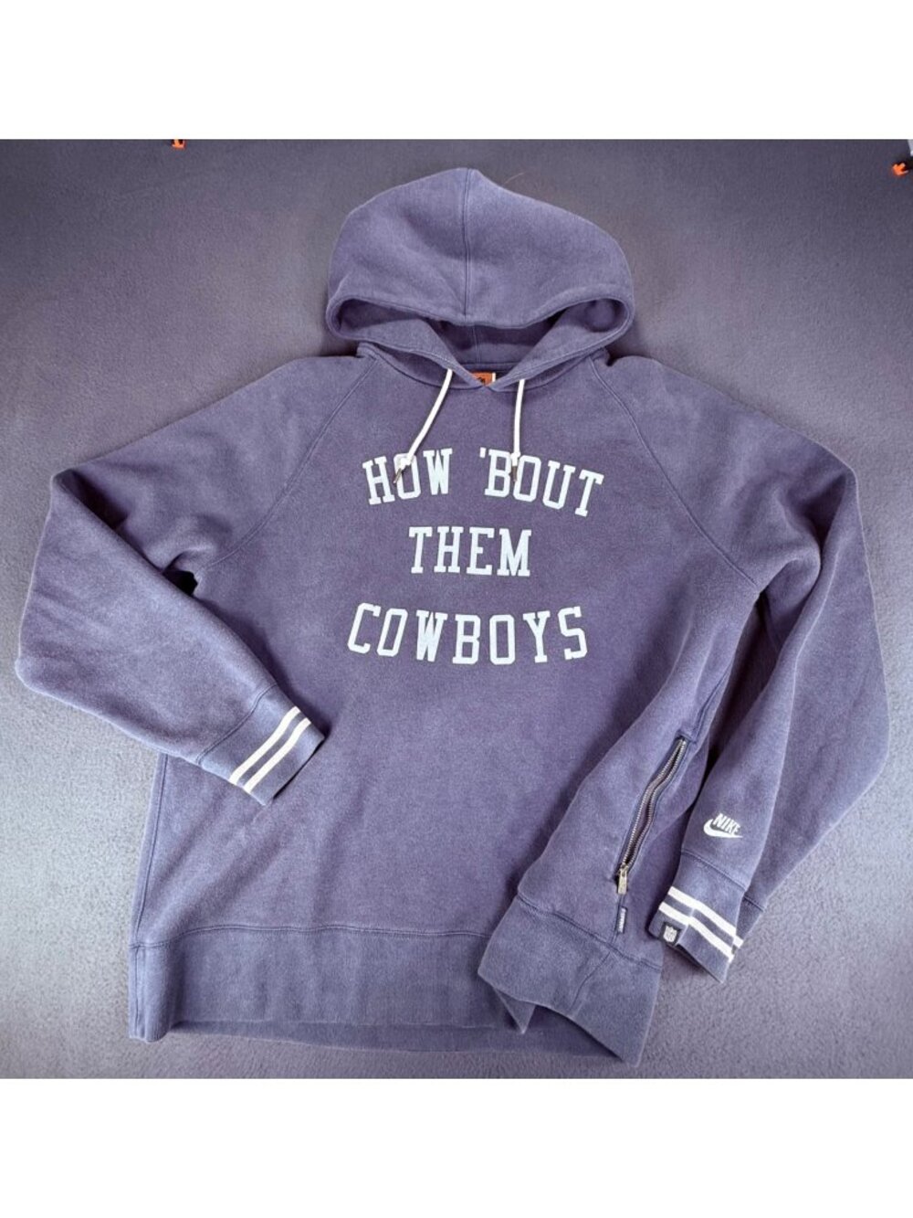 VTG 90's Nike "HBTC" Dallas Cowboys Super Soft Blue Mens Hoodie 1 Zip Pocket EUC